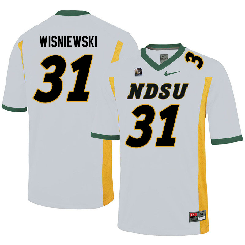 Men #31 Cole Wisniewski North Dakota State Bison College Football Jerseys Sale-White - Click Image to Close